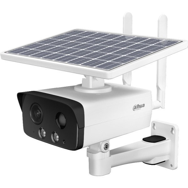 Caméra IP Bullet focale fixe 3.6mm 4MP IR50m Starlight 4G micro et HP avec panneau solaire et batterie intégrée
