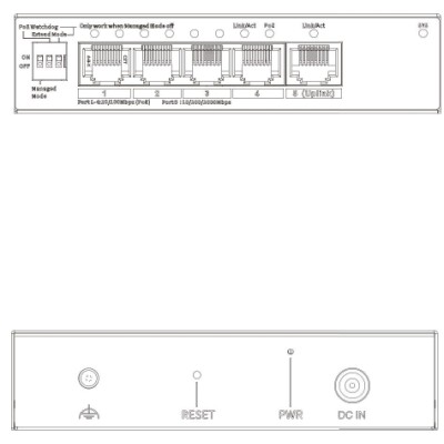 Switch 4 ports PoE 100Mbps + 1 port Ethernet Gigabit – 36W – Cloud manageable
