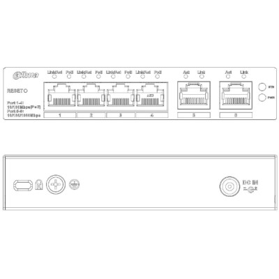 Switch 4 ports PoE 100Mbps + 2 ports Ethernet Gigabit – 60W – Cloud manageable