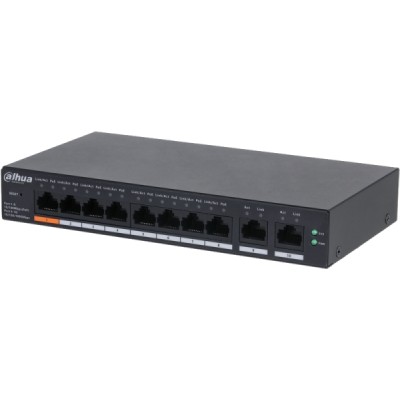Switch 8 ports PoE 100Mbps + 2 ports Ethernet Gigabit – 60W – Cloud manageable