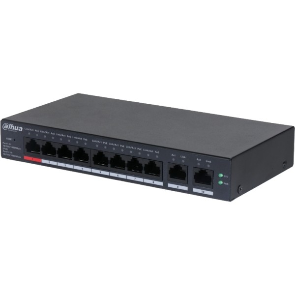 Switch 8 ports PoE Gigabit + 2 ports Ethernet Gigabit – 110W – Cloud manageable