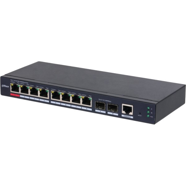 Switch 8 ports PoE Gigabit + 2 ports optiques Gigabit – manageable