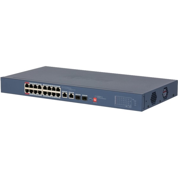 Switch 16 PoE 100Mbps + 2 ports Ethernet Gigabit + 2 ports optique – 240W – Cloud manageable – rackable
