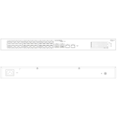 Switch 24 PoE 100Mbps + 2 ports Ethernet Gigabit + 2 ports optique – 240W – Cloud manageable – rackable