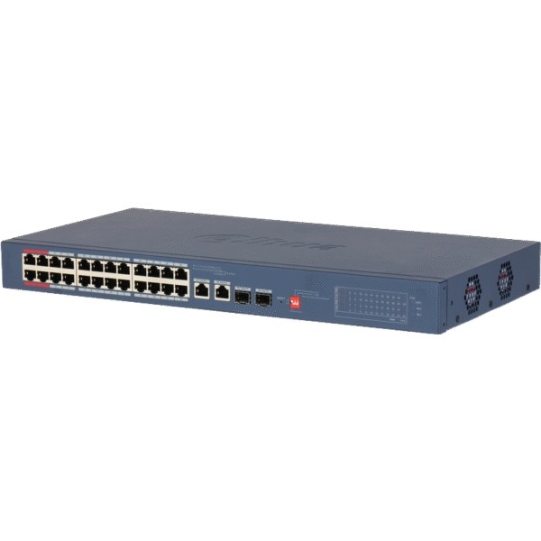 Switch 24 PoE 100Mbps + 2 ports Ethernet Gigabit + 2 ports optique – 375W – Cloud manageable – rackable