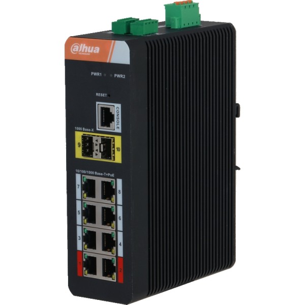 Switch industriel 8 ports PoE Gigabit + 2 ports optique  – manageable
