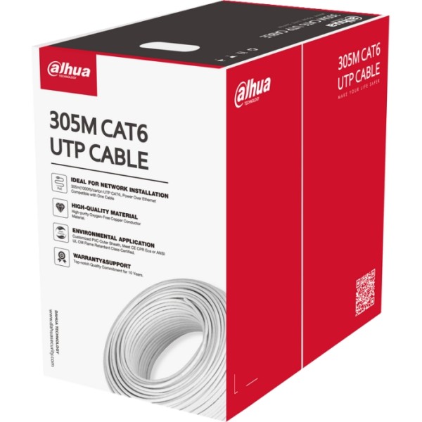 Câble réseau UTP CAT6 – 99.97% CUIVRE – blanc – LSZH CPR E – Bobine 305m