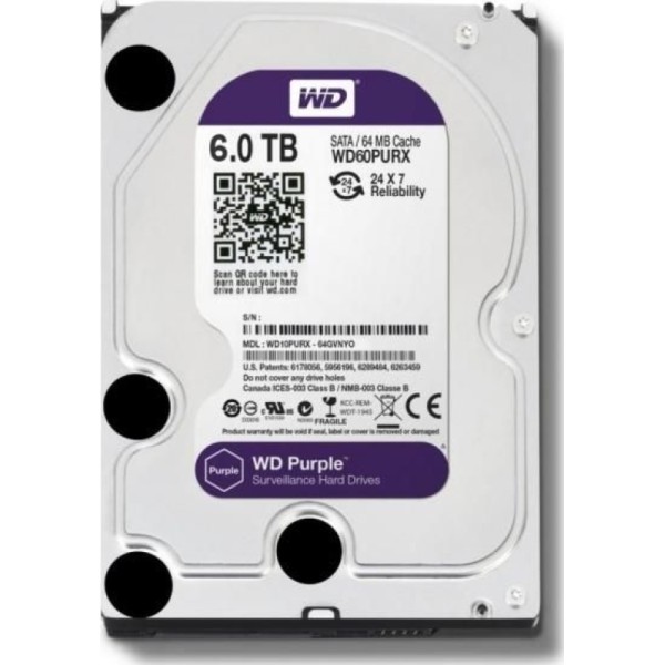 Disque dur 6TB WD Purple 3.5″ spécial vidéosurveillance HDD WD60PURX