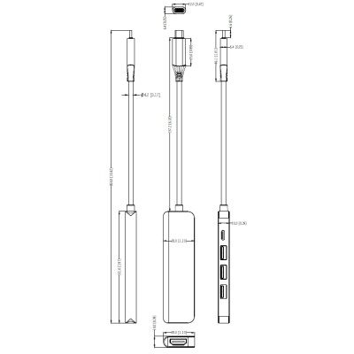 Station d’accueil 5 en 1 USB 3.1 Type-C vers HDMI + 3x USB 3.0 + 1 PD