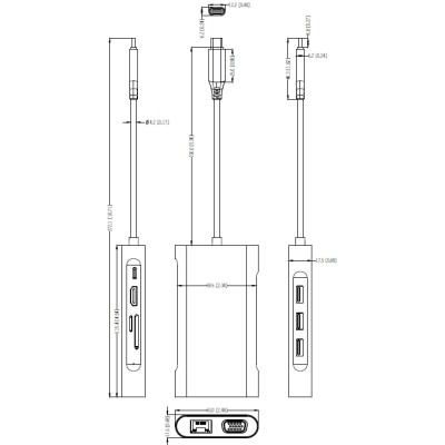 Station d’accueil 9 en 1 USB 3.1 Type-C vers 3x USB 3.0 + HDMI + RJ45 + VGA + SD/TF