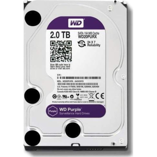 Disque dur 2TB WD Purple 3.5″ spécial vidéosurveillance HDD WD20PURX