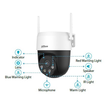 Caméra WIFI PT 5MP – Double éclairage 30m – Dissuasion active – Micro et HP